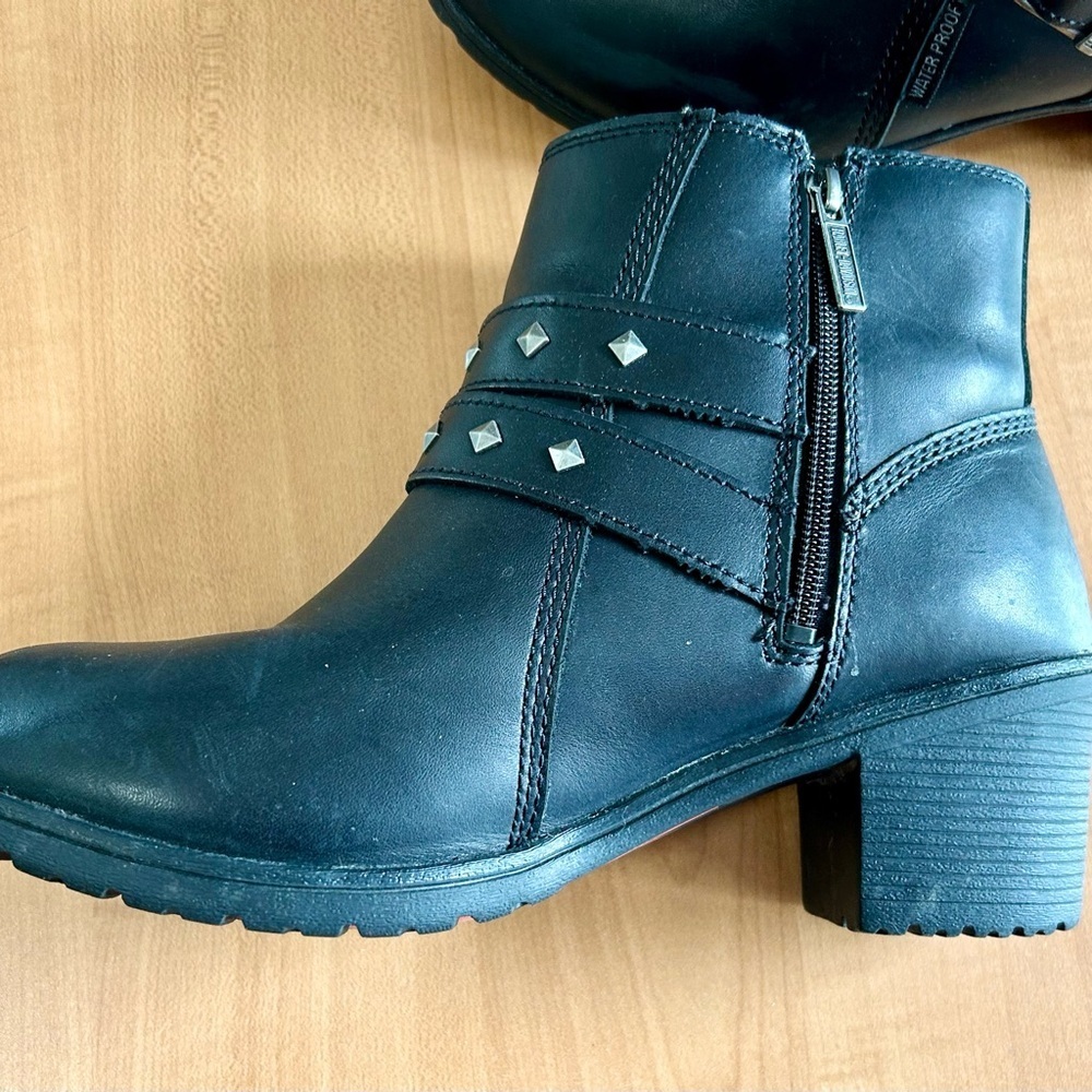 Harley Davidson motorcycle ankle boots wolverine Abney woman sz 9 leather shoes - Picture 6 of 10